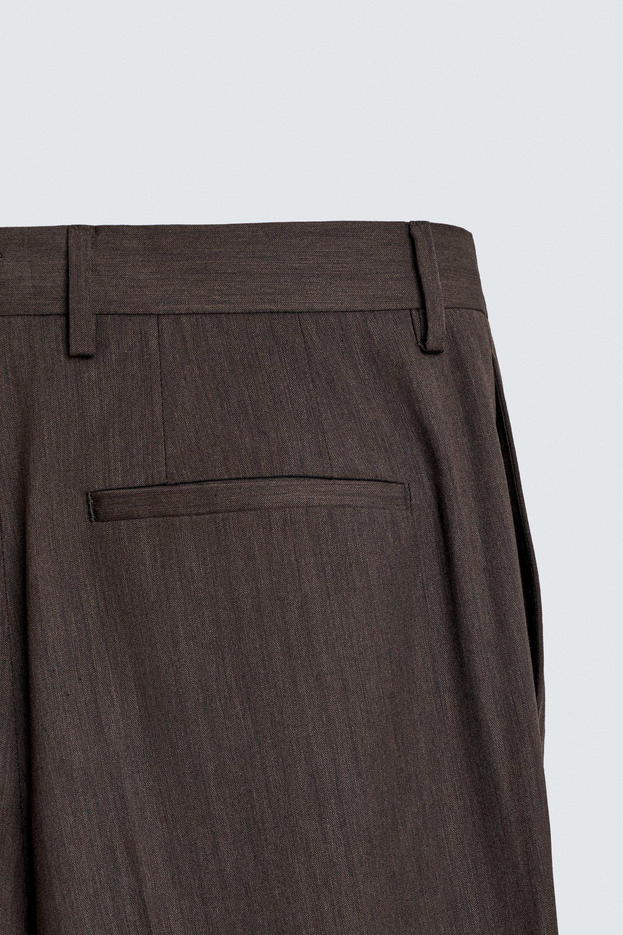 REGULAR FIT HERRINGBONE SUIT PANTS
